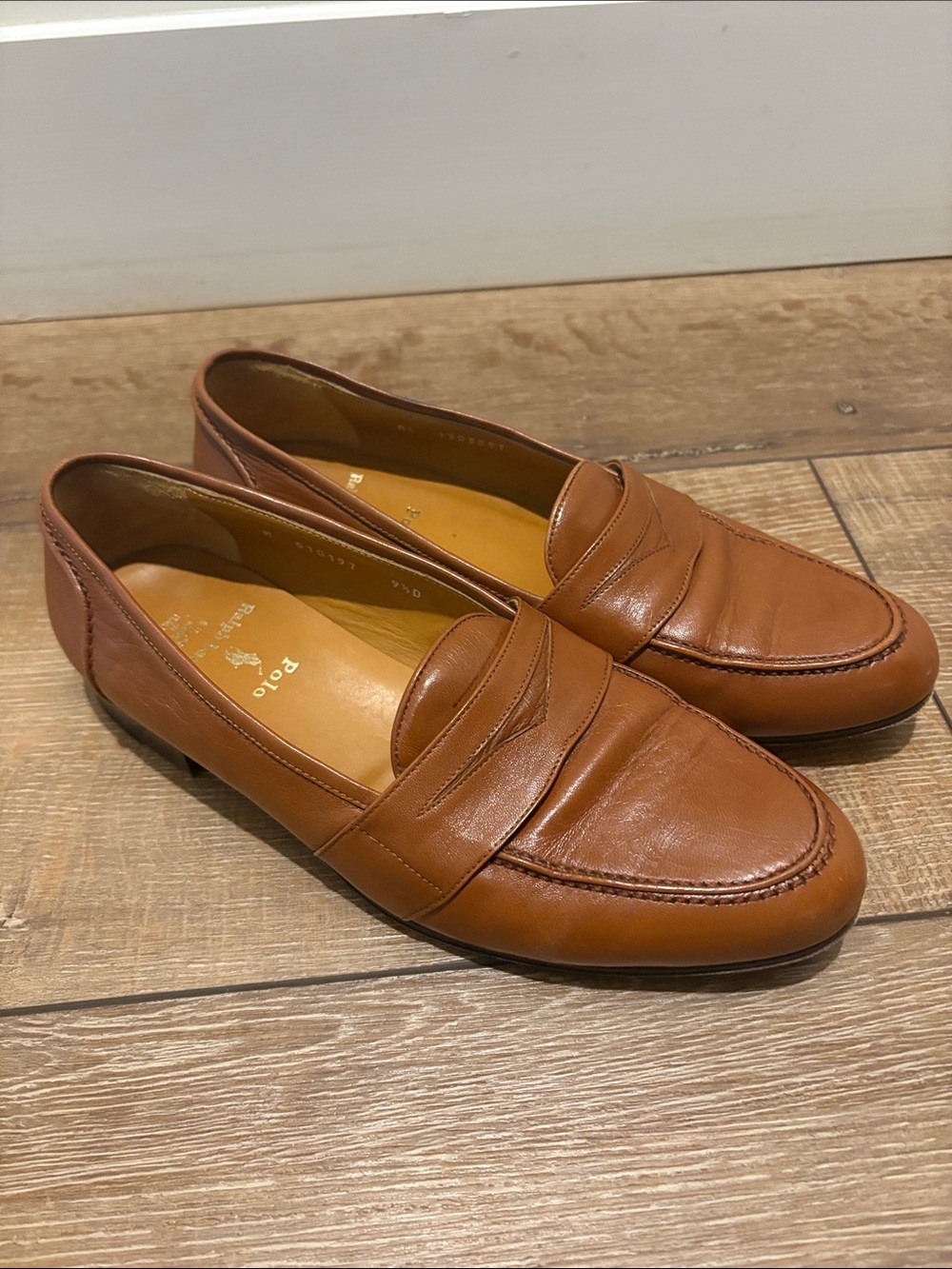Polo by Ralph Lauren Italian Made Tan Leather Penny Loafers